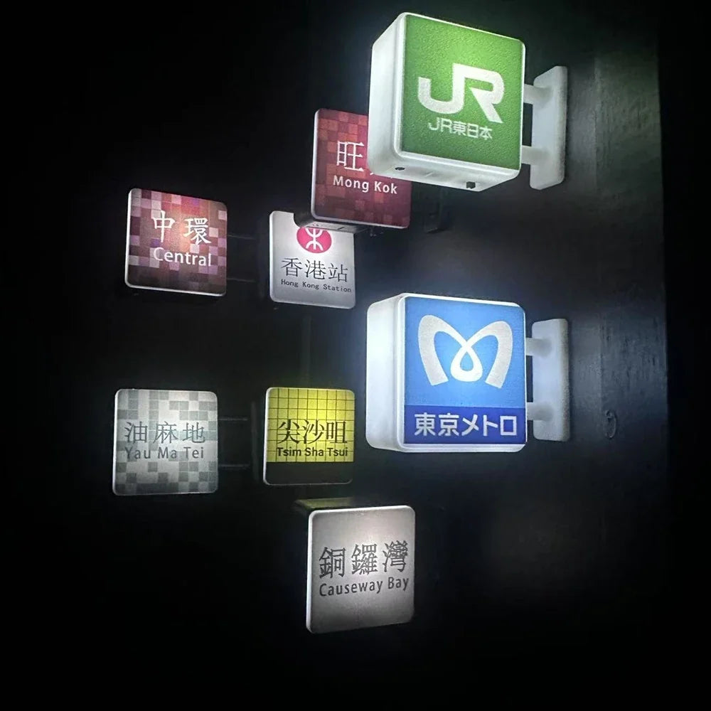 Fridge Magnet Hong Kong Subway Station Sign Fridge Magnet Bottom Magnetic Attraction Glowing Home Decorations for Dormitory Gift
