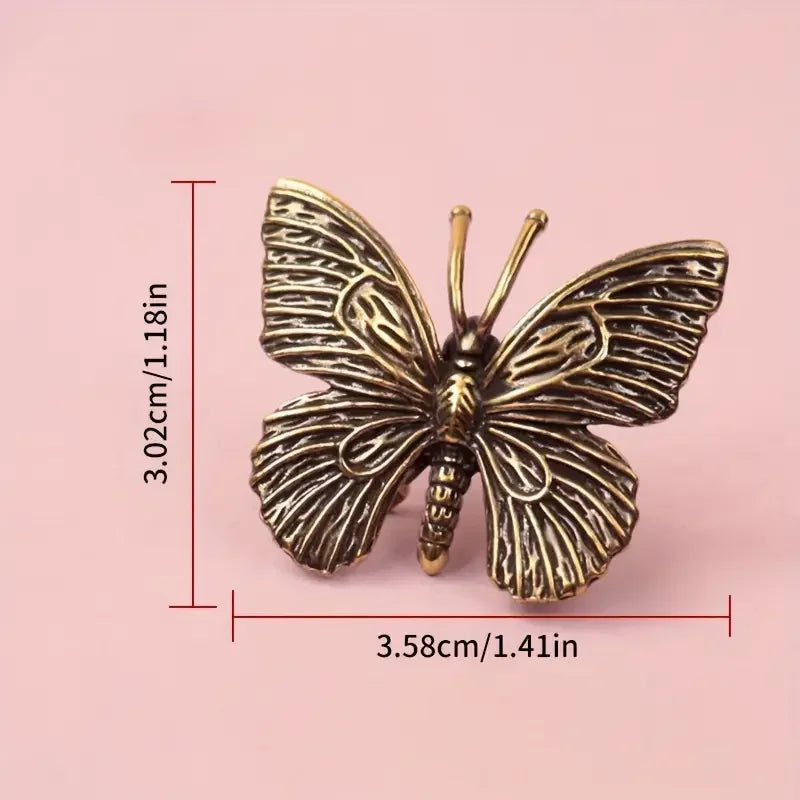 Home Decor Elegant Solid Brass Butterfly Statue - Versatile Indoor/Outdoor Decor for Home, Office, and Living Spaces