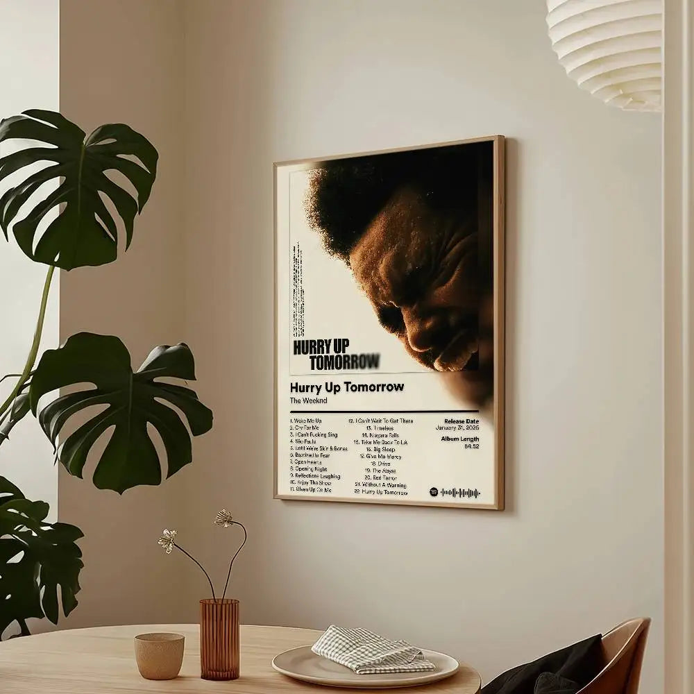 Singer Hurry Up Tomorrow T-The W-WeekndS Poster Sticky Wall Art Printing Waterproof Home Living Bed Room Bar Aesthetic Decor