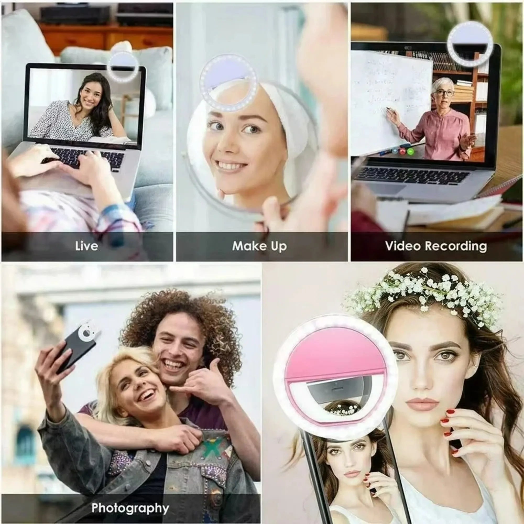 LED Selfie Fill Light USB Charge Led Selfie Ring Light Mobile Phone Live Broadcast Video LED Selfie Ring Lamp for All Smartphone