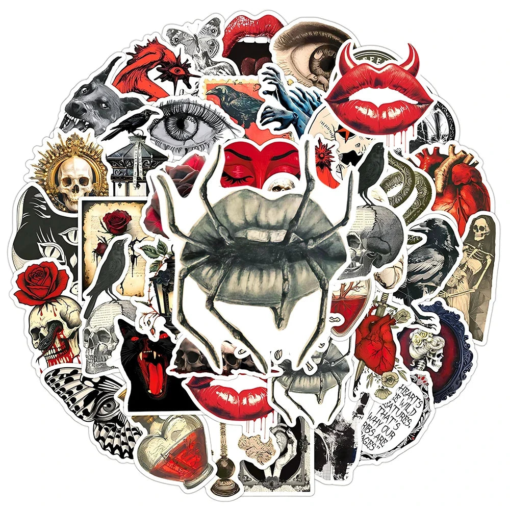 10/30/50pcs Cool Horror Poster Waterproof Stickers Laptop Skateboard Luggage Motorcycle Guitar Phone Fridge Car Sticker Decals