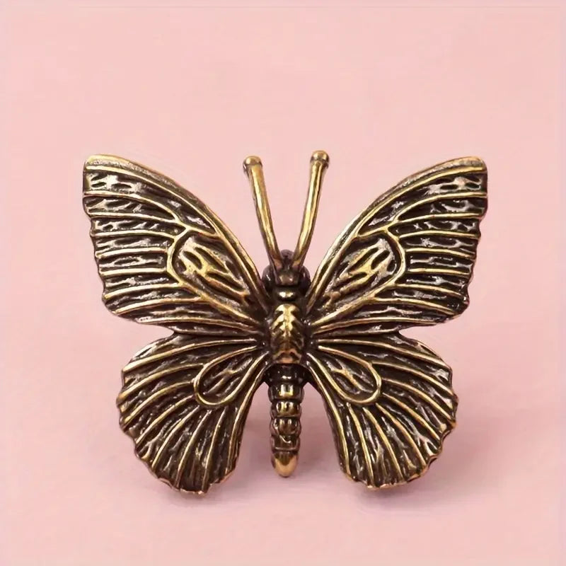 Home Decor Elegant Solid Brass Butterfly Statue - Versatile Indoor/Outdoor Decor for Home, Office, and Living Spaces