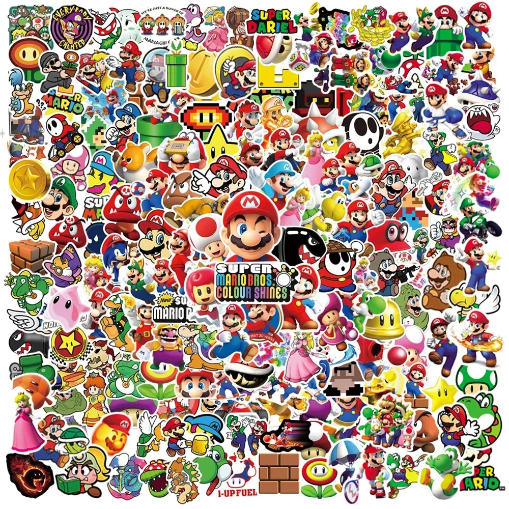 100/200/300Pcs Cartoon Super Mario Game Stickers Laptop Notebook Skateboard Fridge Phone Waterproof Decal Sticker Kids Toys