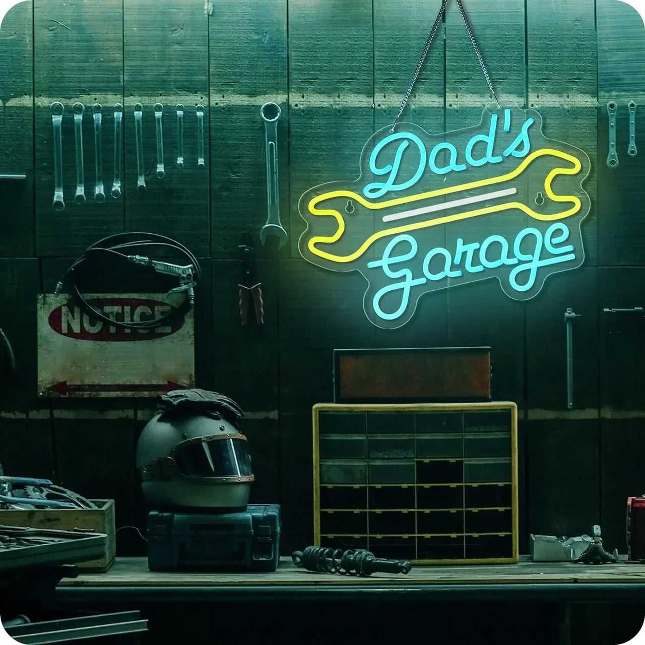 Dad's Garage Neon Sign LED Wall Decor for Car Repair Shop Men's Room Workshop Father's Day Gift for Family USB Powered