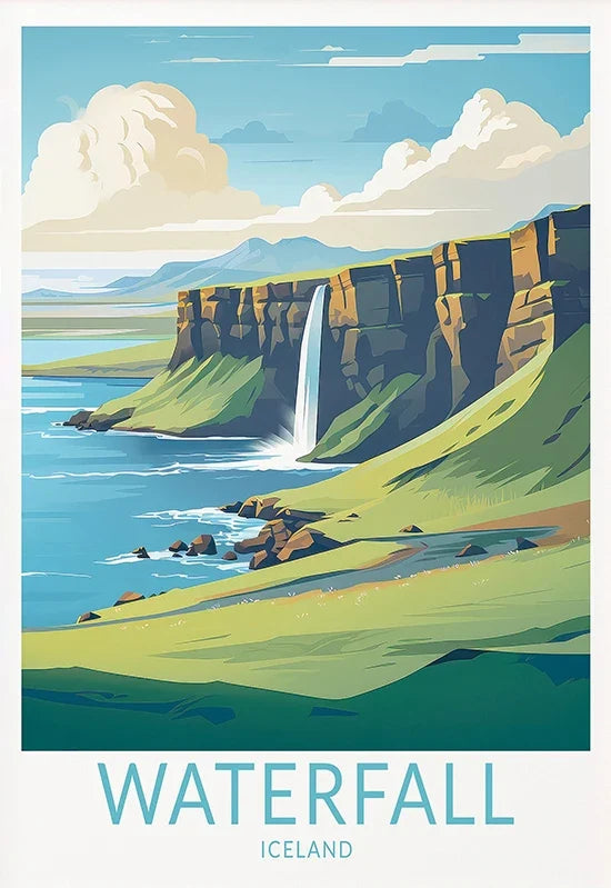 ICELAND Traveling Poster Iceland Reykjavík Kirkjufell Skaftafell Falls Landscape Canvas Painting Wall Pictures Traveling Decor