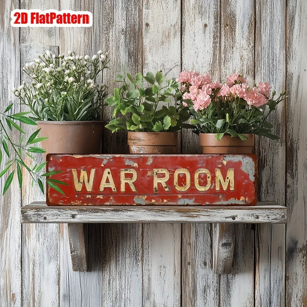 Retro War Room Metal Tin Sign - 4x16