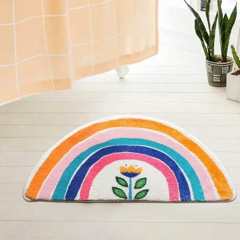 VIKAMA Rainbow Shower Floor Mat, Shower Room Door Floor Mat, Entrance Hall Carpet, Comfortable And Skin-Friendly Home Decoration