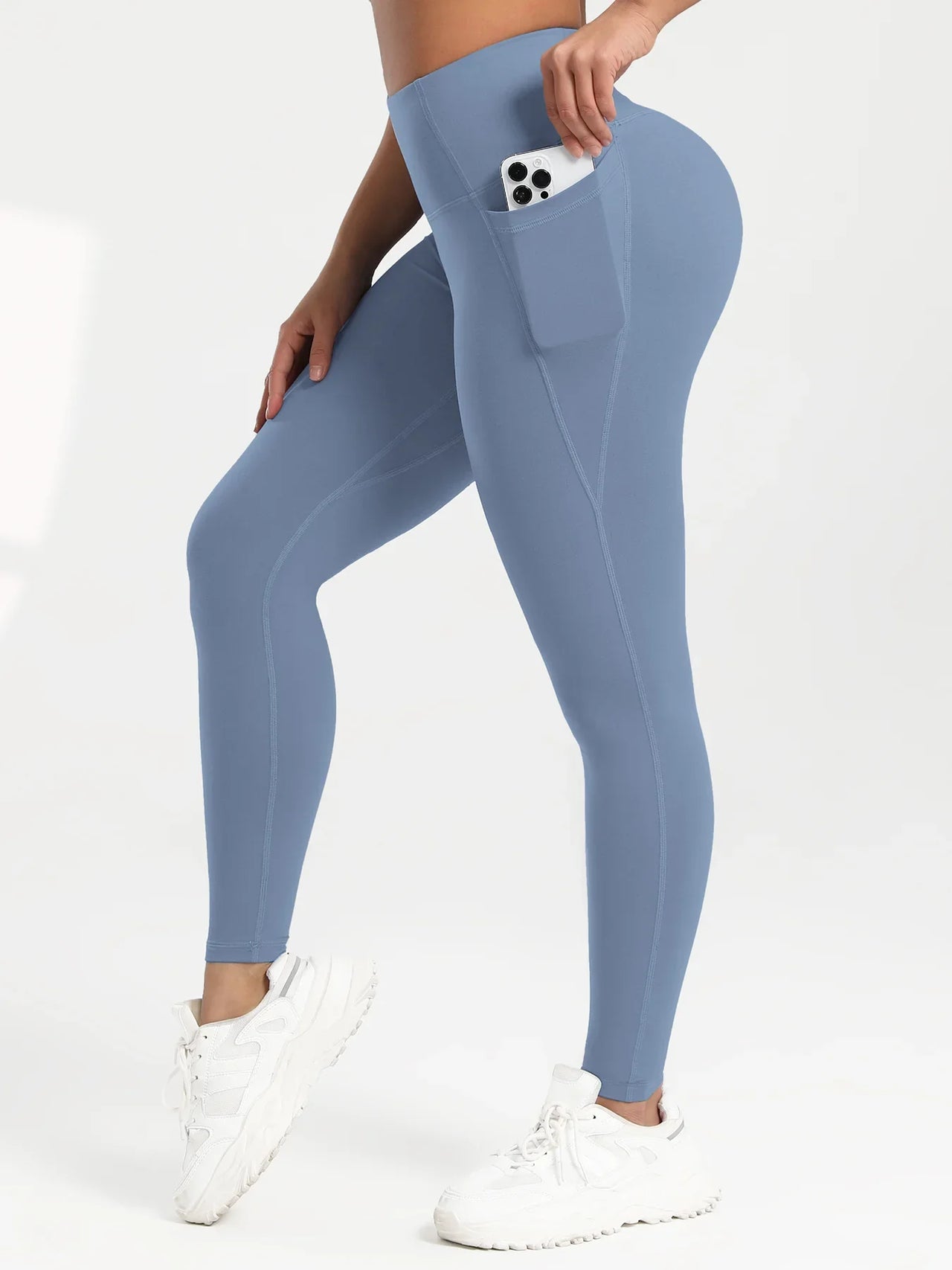 2025 Pockets Gym Yoga Women's Leggings Pure Color Casual Outdoors Workout High Waist Skinny Leggings Of Women Running Pants