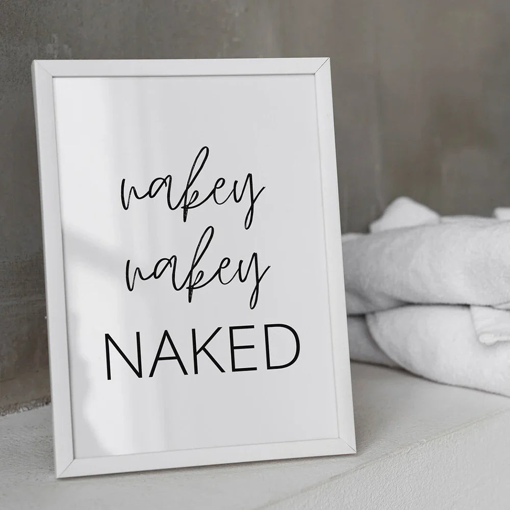 Black and White Modern Funny Nakey Naked Toilet Rules Quote Wall Art Canvas Painting Posters For Bathroom Room Home Decor
