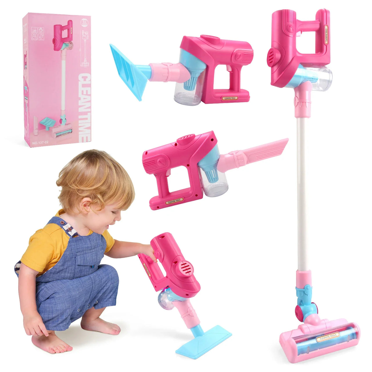 Electric Mini Vacuum Cleaner Simulation Housework Dust Catcher with Light and Music Educational Pretend Play Toys for Kids Gifts