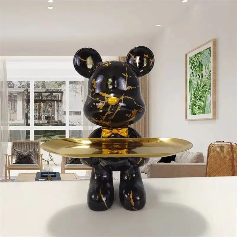 29cm Graffiti Bear Figurine Home Decoration Animal Statue Keys Storage Shelf Modern Room Sculpture Table Decor Abstract Ornament