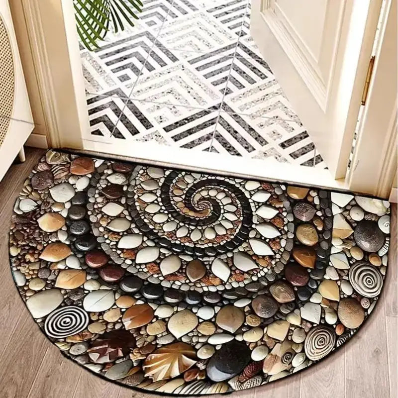 VIKAMA Butterfly Pattern Welcome Door Mat Semi-Circular Anti-Slip Entrance Mat Kitchen And Bedroom Carpet Home Decoration