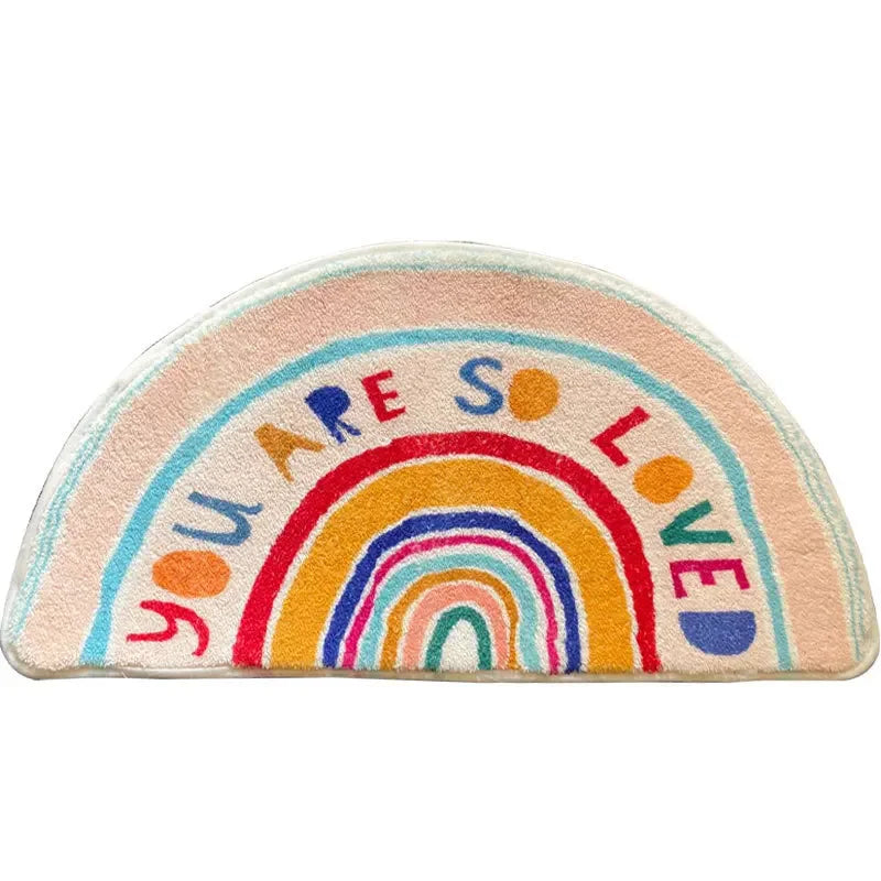 VIKAMA Rainbow Shower Floor Mat, Shower Room Door Floor Mat, Entrance Hall Carpet, Comfortable And Skin-Friendly Home Decoration
