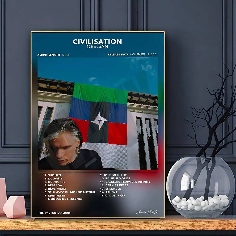Rapper Orelsan Poster Sticky Wall Art Printing Waterproof Home Living Bed Room Bar Aesthetic Decor
