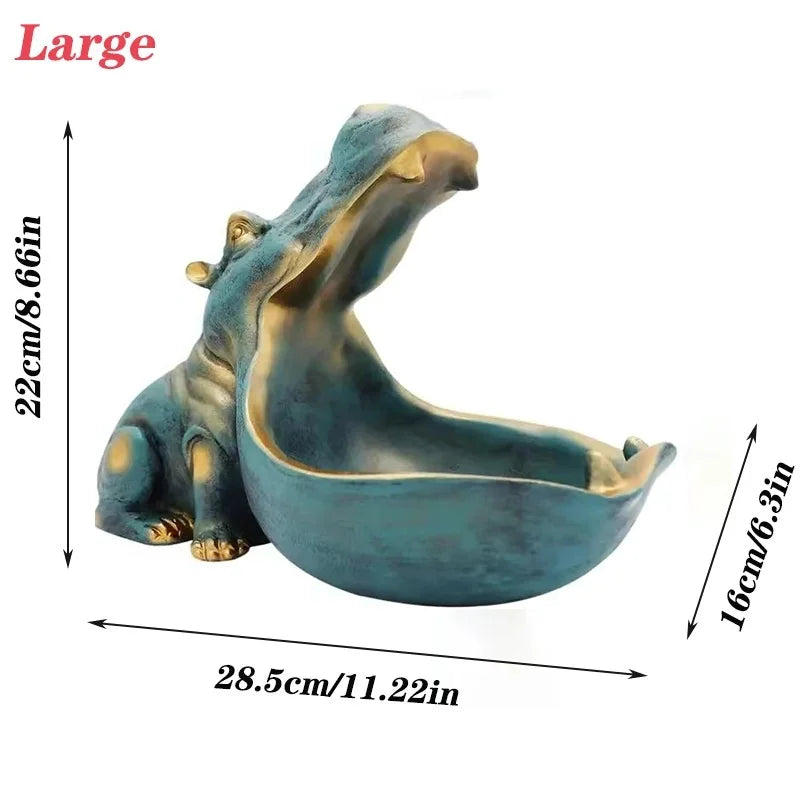 Home Decor Hippo Statue Sculpture Figurine Key Candy Storage Ornaments Container Decoration Table Decoration Accessories Gift