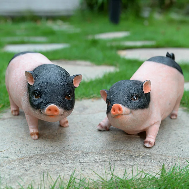 Cute Pink Piggy Resin Statue, Figures Pig DIY Crafts,Garden Decoration, For Tabletop Yard Lawn Porch Balcony Patio Outdoor Decor