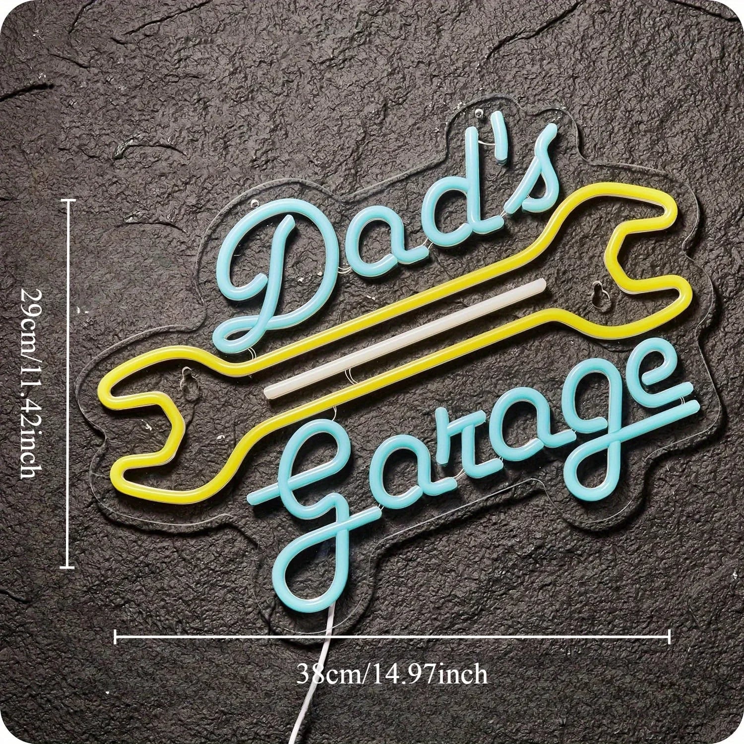 Dad's Garage Neon Sign LED Wall Decor for Car Repair Shop Men's Room Workshop Father's Day Gift for Family USB Powered