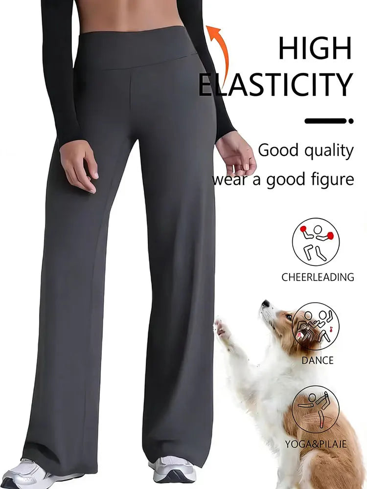 Soft Sports Straight Leg Pants Womens Mid Waist Yoga Trouser Fitness Workout Leggings Naked Feeling Pilates Running Sweatpants