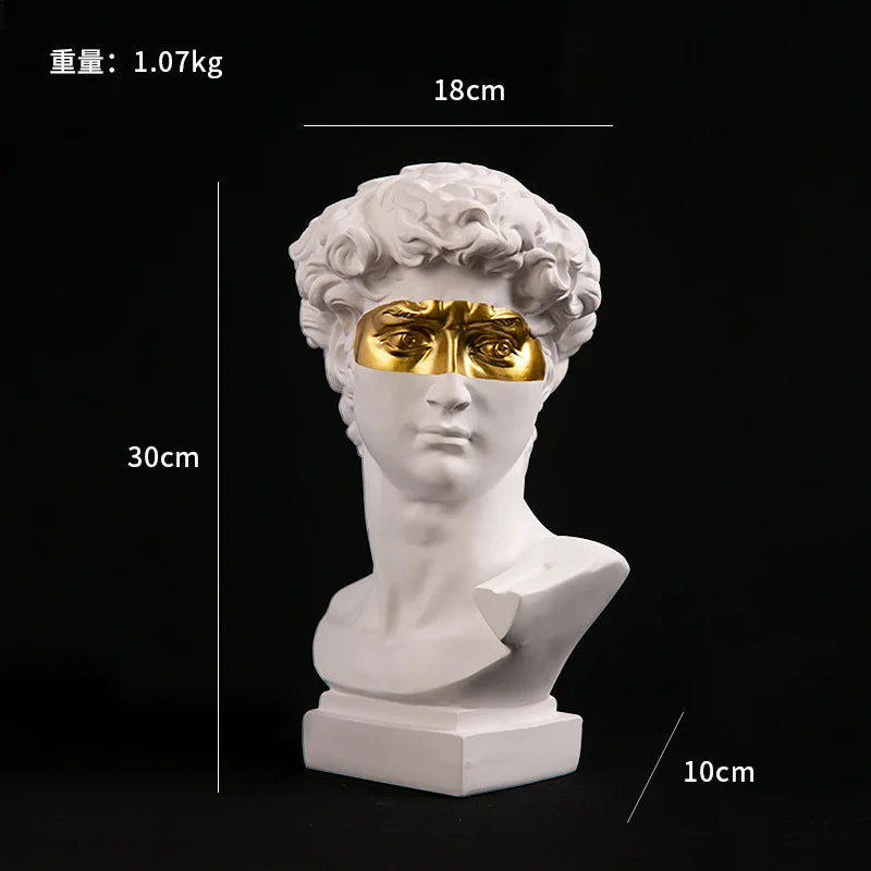 European Home Decoration David Head ResinStatues Statues Home Decor  Modern Abstract Art  Bust Sculpture Art Sketch Practice