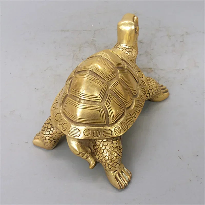 Pure Copper Tortoise Statue Longevity Mascot Animal Sculpture For Home Desk Decoration Ornaments Home Office Study Decorations