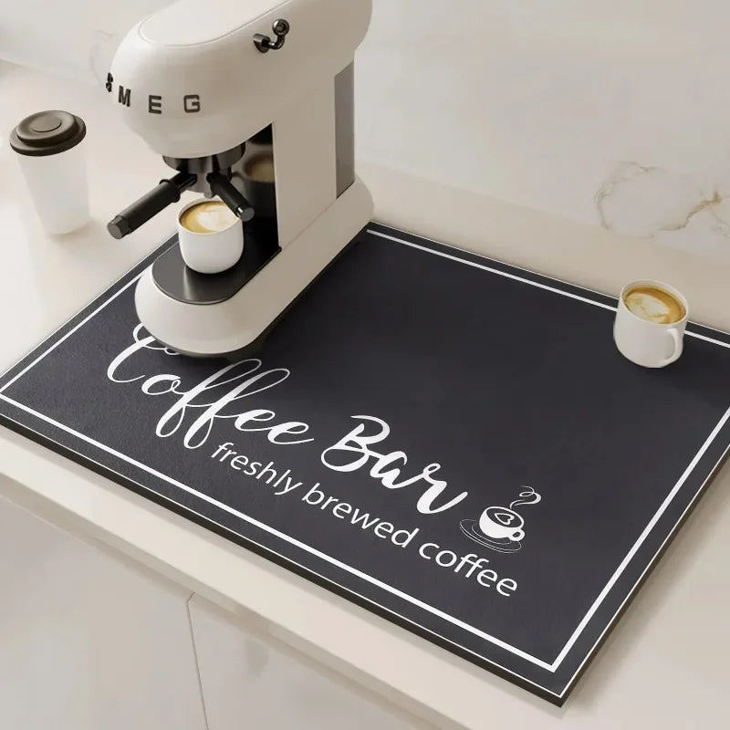 VIKAMA Coffee Machine Absorbent Mat Water and Oil Absorbent Kitchen Dish Drainer Quick-Drying Absorbent Mat Dish Mat Home Decor