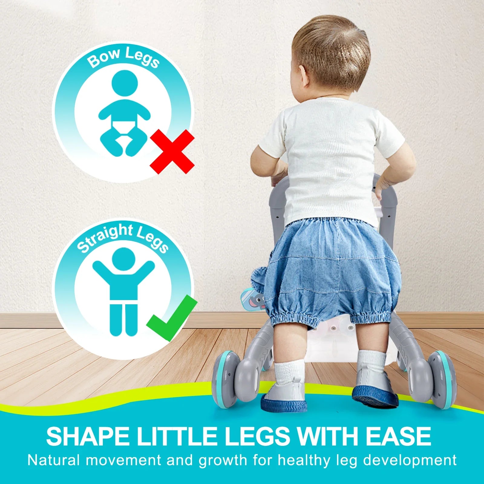 Cartoon Baby Push Walker Toy with Drawing Board Music Multifunction Activity Infant Learning Walk for 6-15 Months Toddler Walker