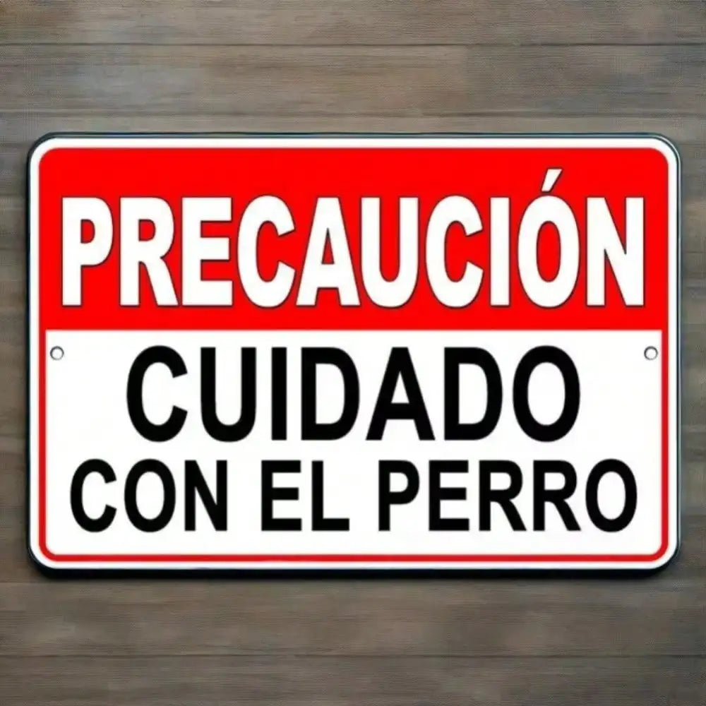 Spanish 'Beware of Dog' Sign – Precaución Cuidado Con El Perro Bite | Rustic Warning Decor,room decor，halloween decor，home decor