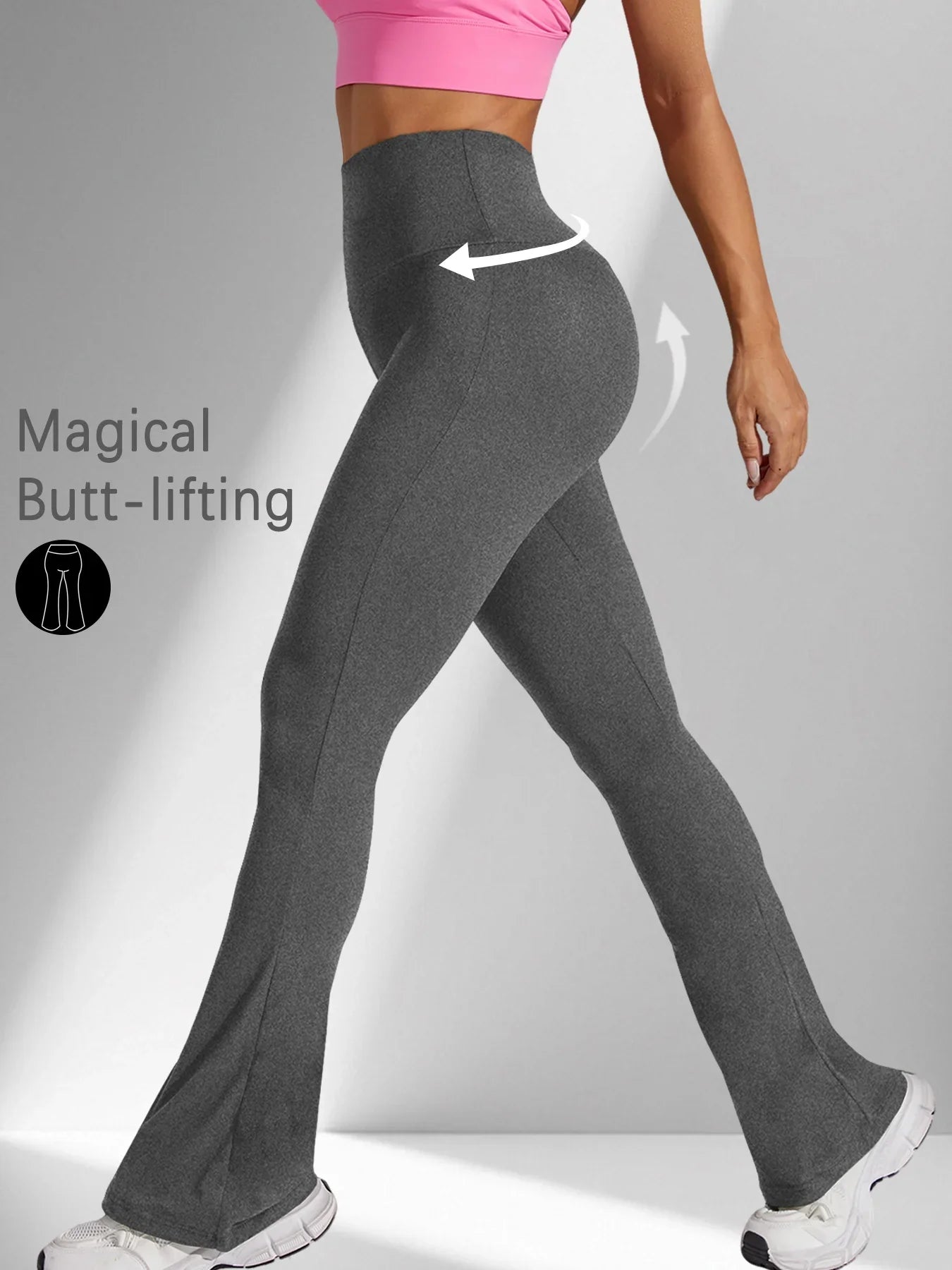 Women's Super Soft Flare Pants High Waisted Tummy Control Workout Yoga Push Up Gym Fitness Long Leggings Bell Bottoms