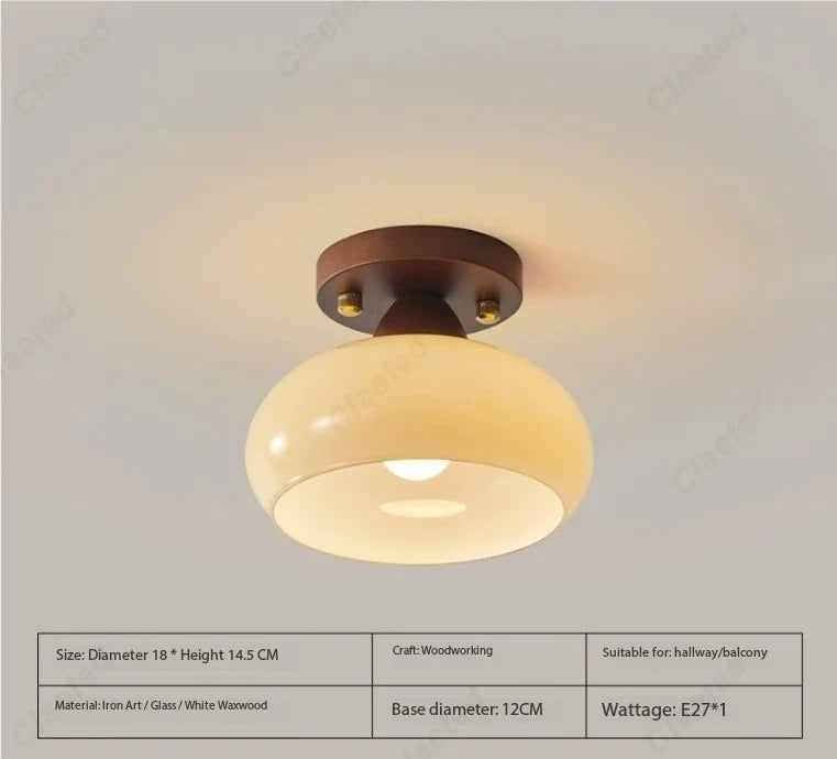 New Japanese LED Cream Wind Glass Ceiling Lamp Living Room Dining Room Porch Aisle Balcony Decorative Lighting