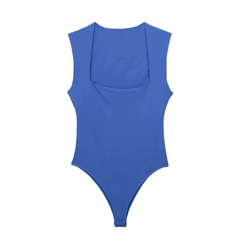 MUJER Woman Black Body Sleeveless Bodysuit Women Square Neck Sexy Lingerie For Women Body Wide Straps Bodycon Summer 2025 Tops