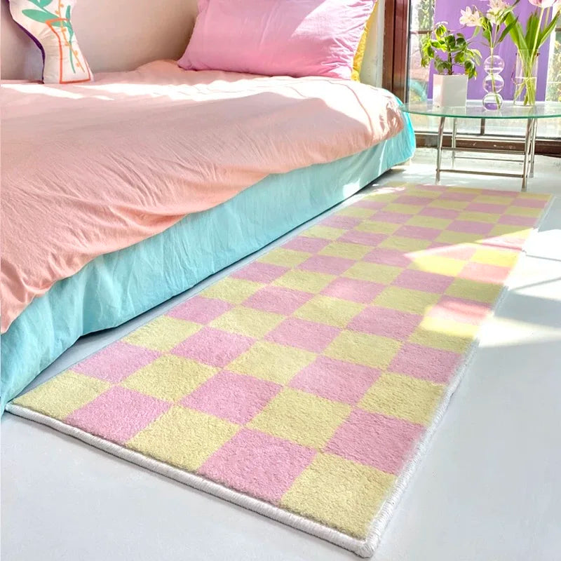 VIKAMA Ins Style Cashmere Long Strip Rug Comfort Cooling Bedroom Bed Blanket Bay Window Blanket Cloakroom Carpet Home Decor