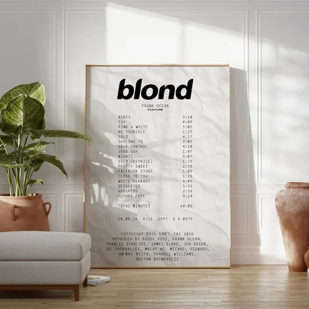 Modern Frank Ocean Blond White Ferrari Cars Rap Hypebeast Album Wall Art Canvas Painting Posters For Living Room Home Decor