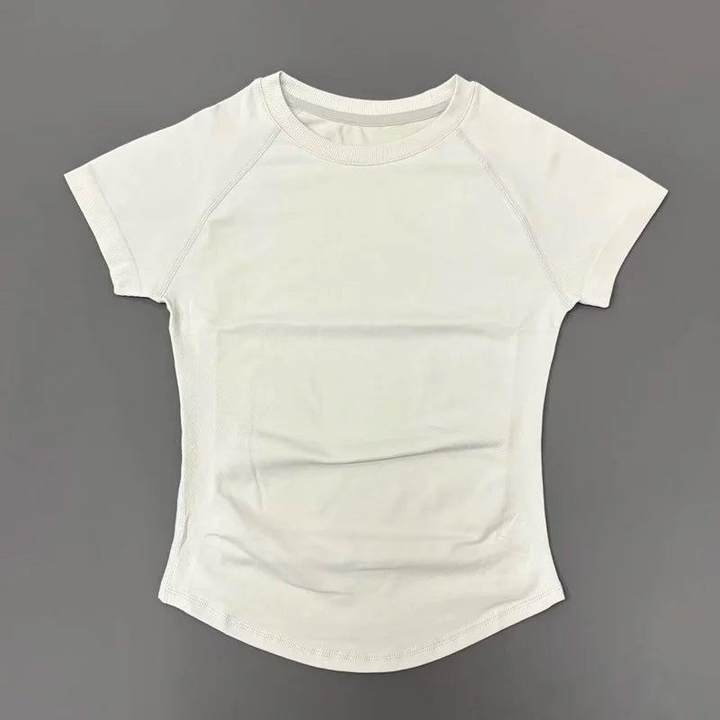HISTELLO Sports Short Sleeve Top Women Gym Yoga Top Workout Clothes Sports T Shirt Fitness Activewear Running Tight Tops