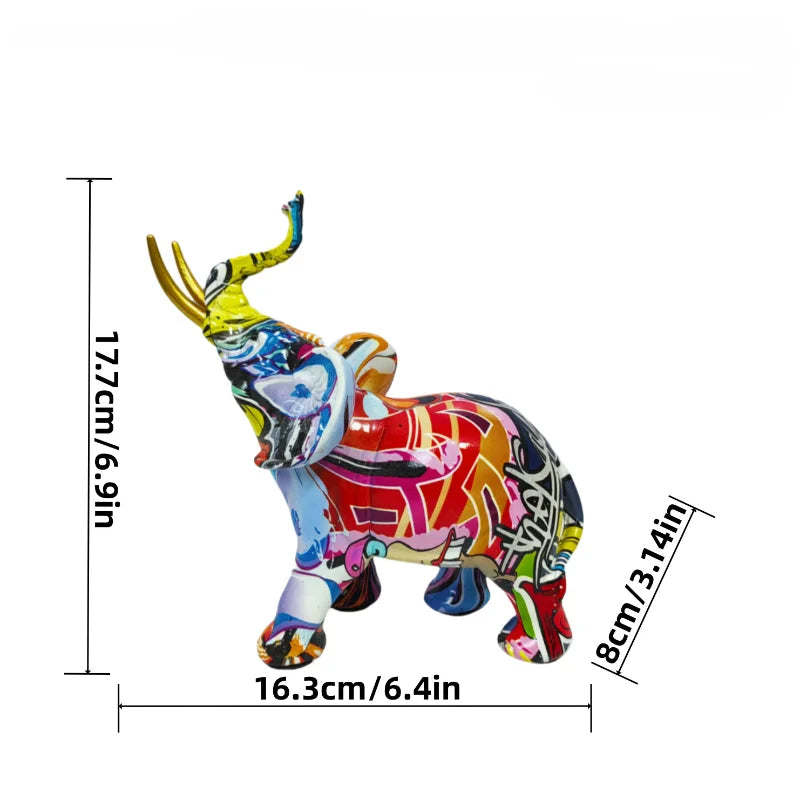 Home Decor Nordic Painting Graffiti Elephant Sculpture Figurine Art Elephant Statue Creative Resin Crafts Decoration Ornaments