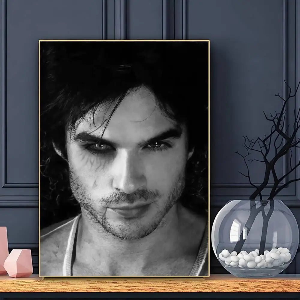 Damon Salvatore The Vampire Diaries Poster Sticky Wall Art Printing Waterproof Home Living Bed Room Bar Aesthetic Decor