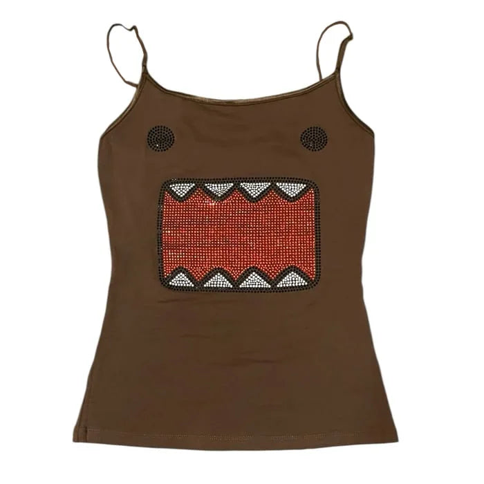 2025 summer new women Y2K Girl Retro Hot Fix Rhinestone Application Round  Neck Top T-shirt  Funny Vintage Tama Jun Top