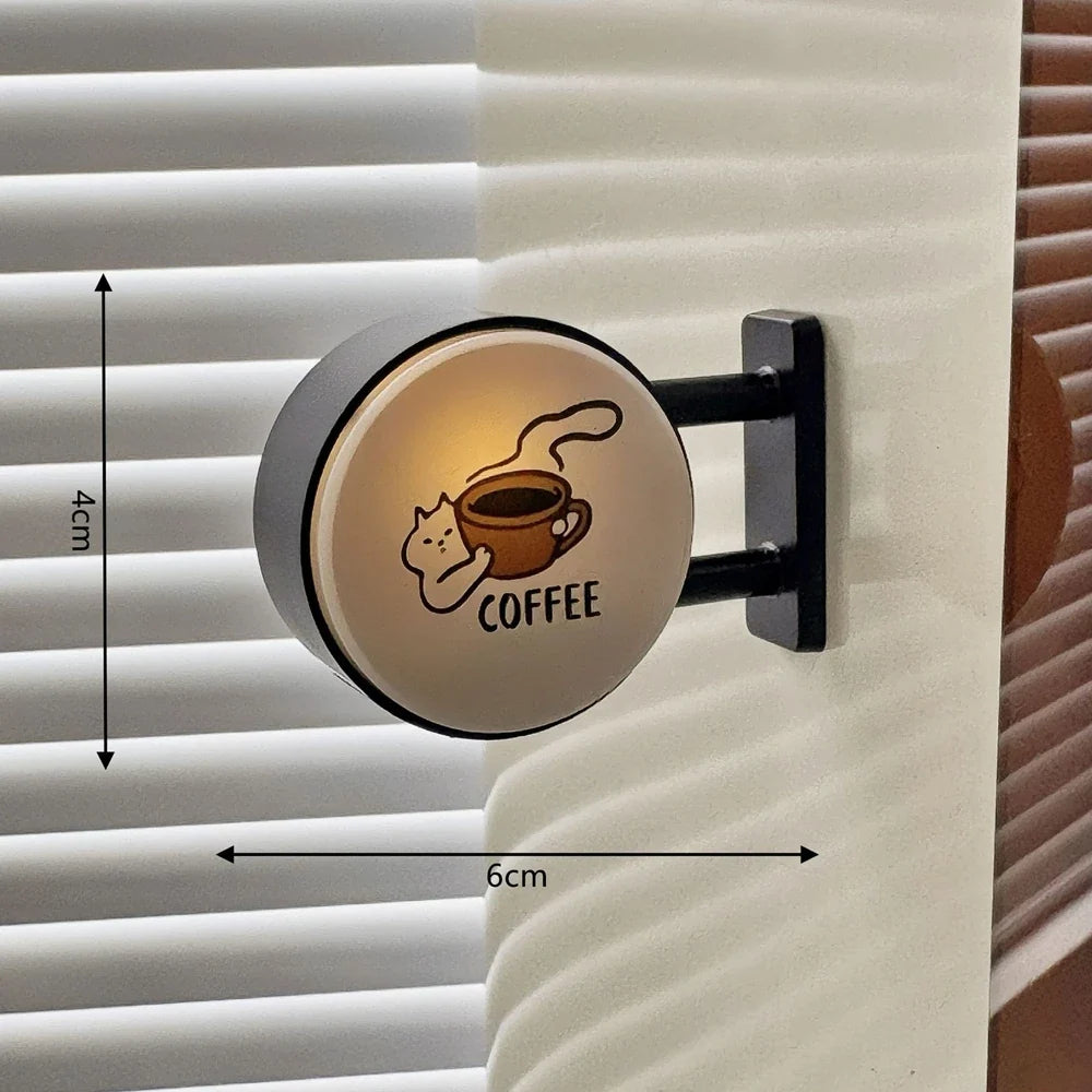 Retro Coffee Corner Refrigerator Magnet Light Fridge Magnet Magnetic Home Miniature Pegboard Coffee Shop Glowing Decoration