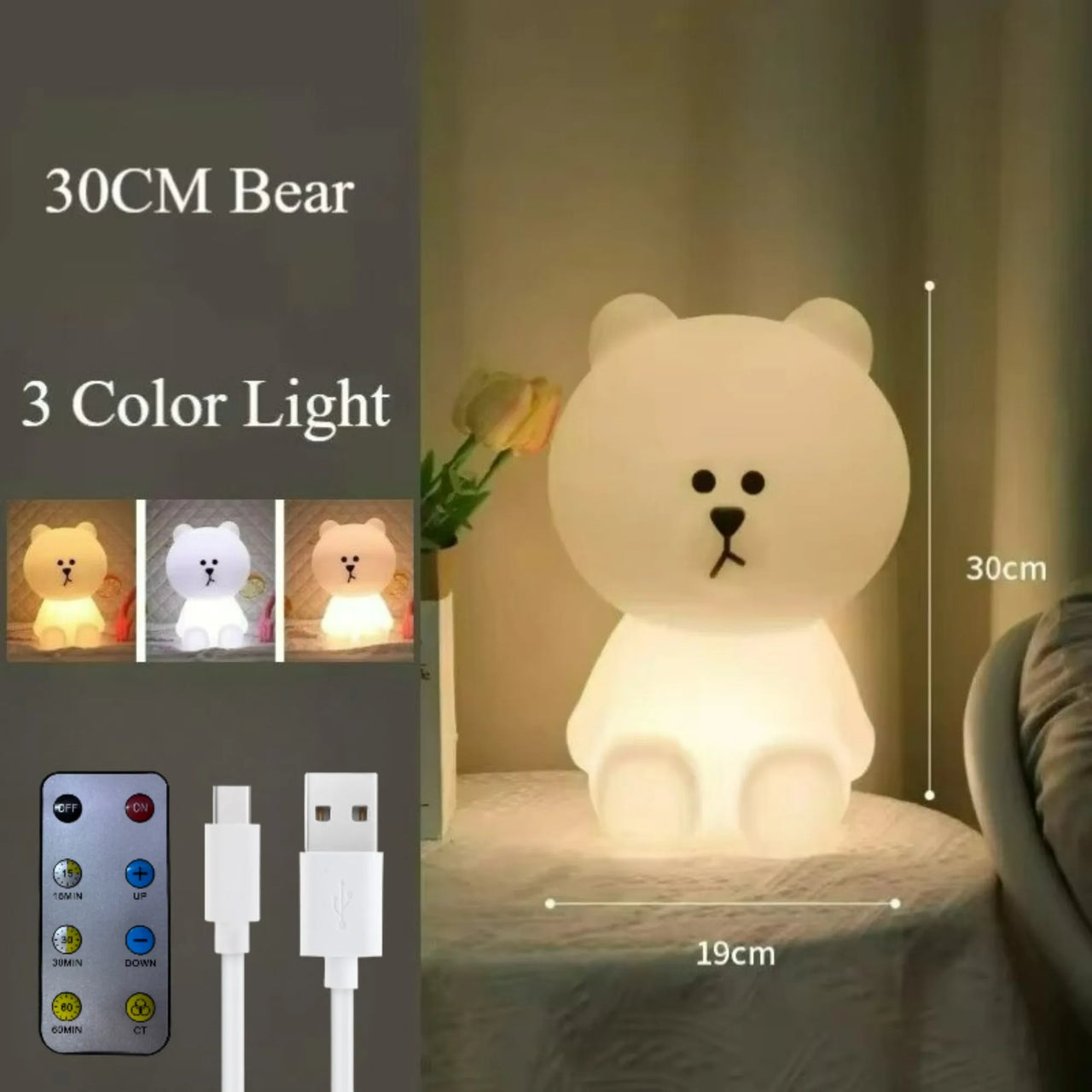 Cute Lighting Mood Light with Remote Control Dimming Cute Cartoon Children's Gift Bedroom Bedside Lamp Living Room Floor Lamp