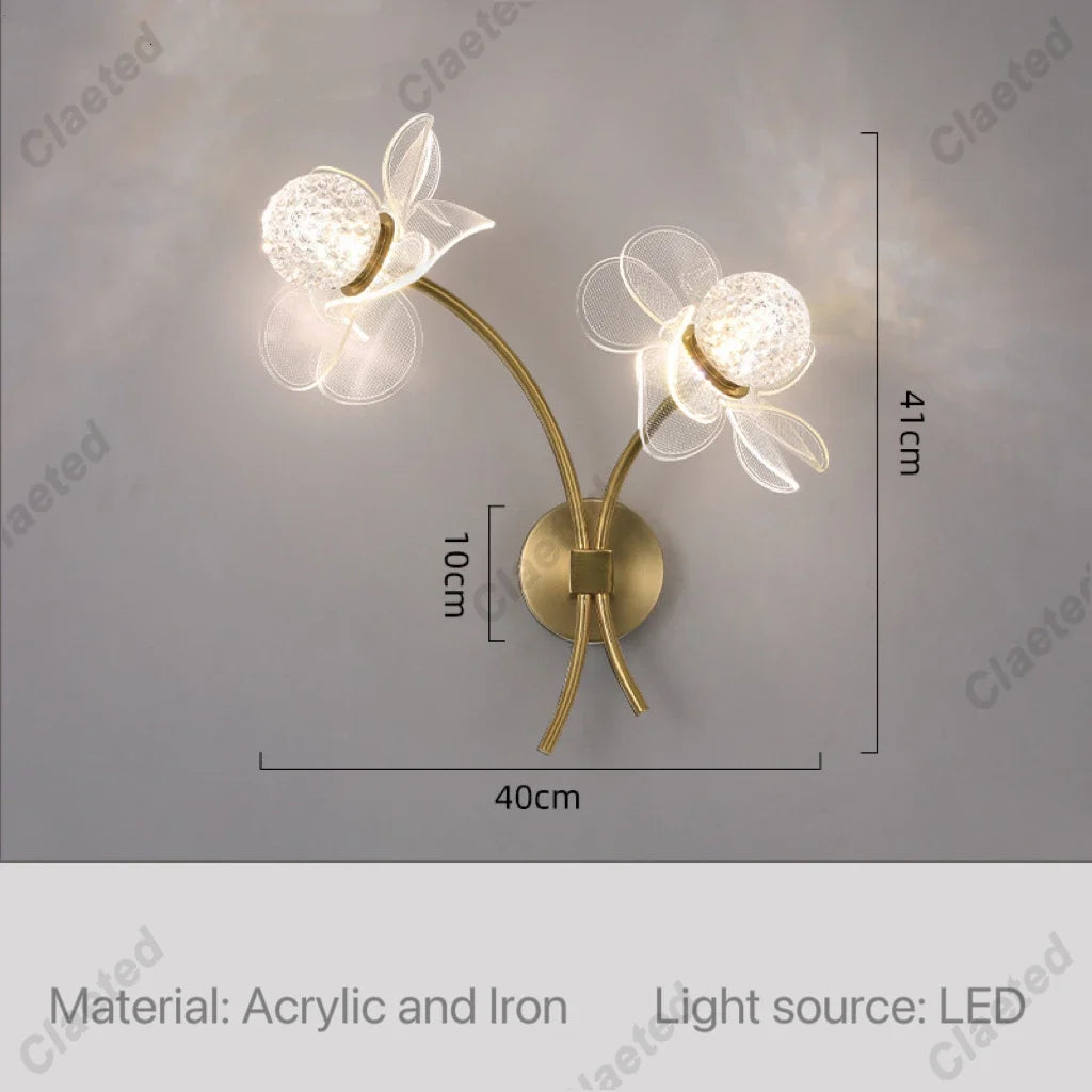 Flower Led Wall Lamps for Living Room Bedroom Bedside Sconce Light Modern Hallway Restaurant Background Decoration Lighting Deco
