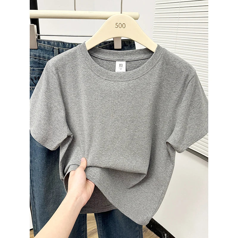 2026 Summer New High Quality Casual T Shirt Sexy Short Sleeved Sleeves Fashion Trend Solid Women Clothing Y2k Tops