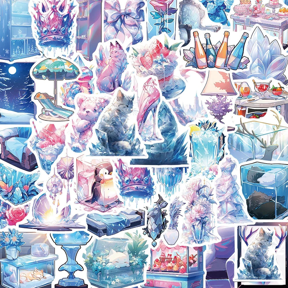 10/30/50PCS Cute Ice World Aesthetic Stickers Cartoon INS Style Decals Laptop Notebook Phone Decoration Graffiti Sticker Kid Toy