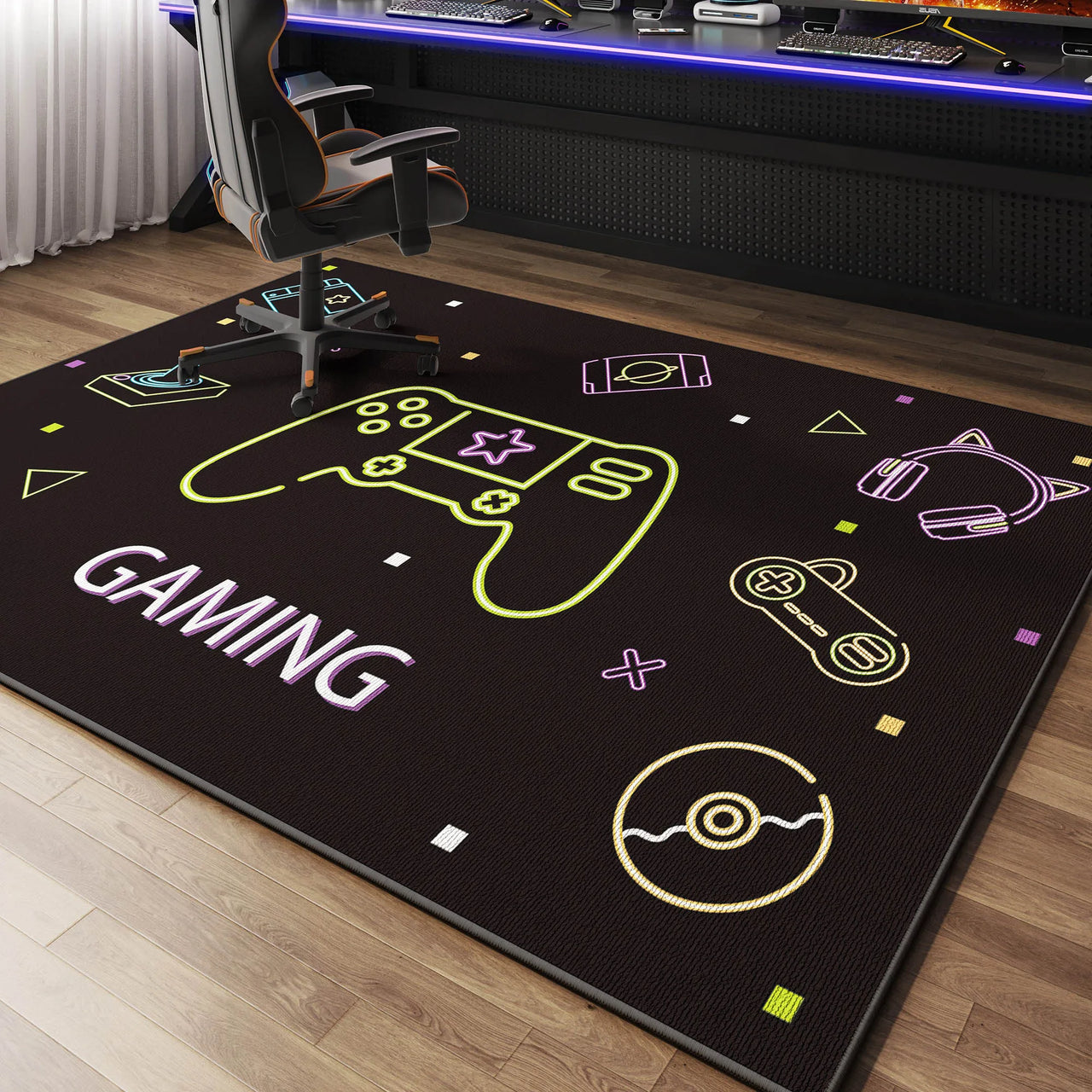 VIKAMA Luxury Casual Gaming Room Carpet Quiet Bedroom Office Chair Floor Mat Anti-Slip Male Dormitory Carpet Home Decoration