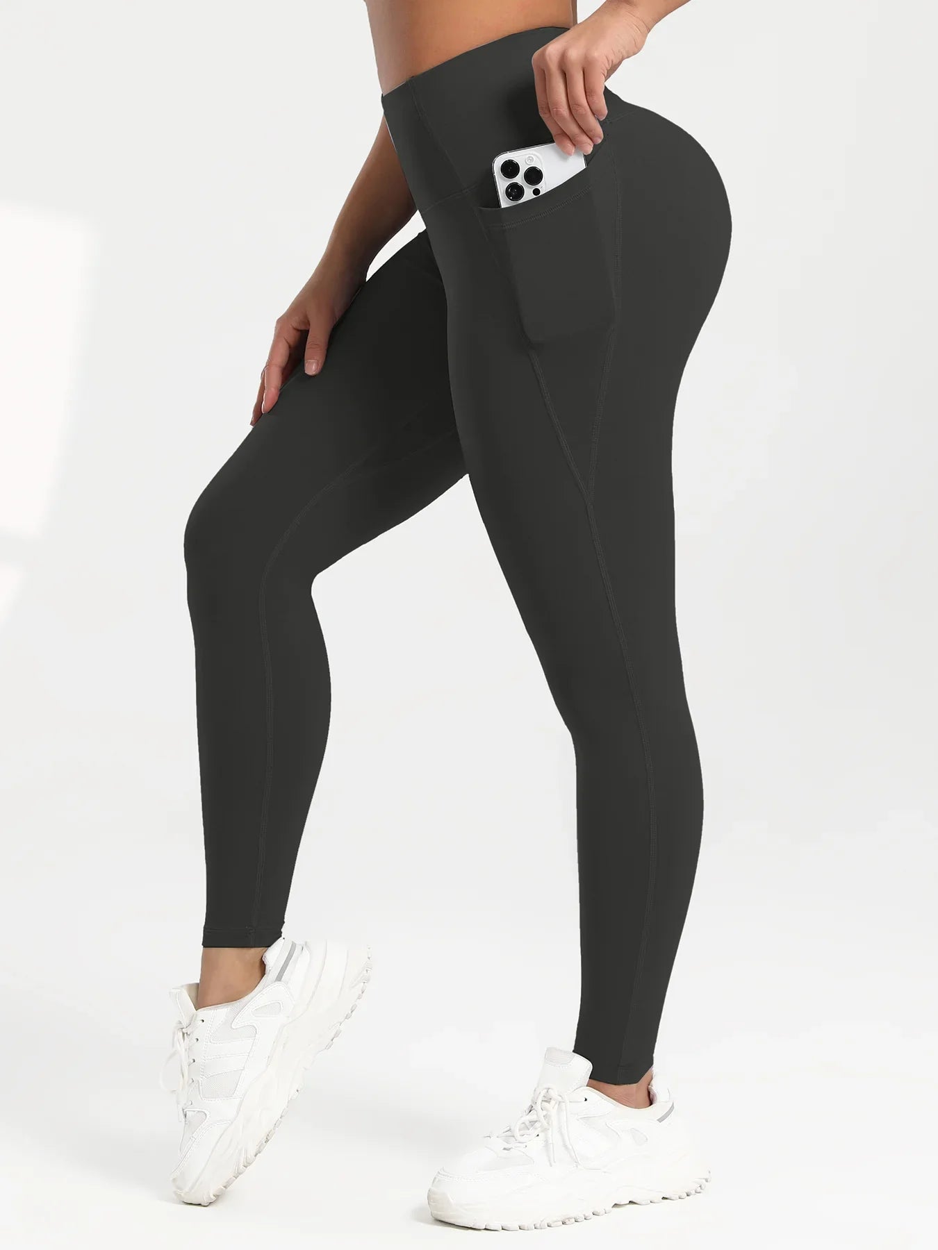 2025 Pockets Gym Yoga Women's Leggings Pure Color Casual Outdoors Workout High Waist Skinny Leggings Of Women Running Pants