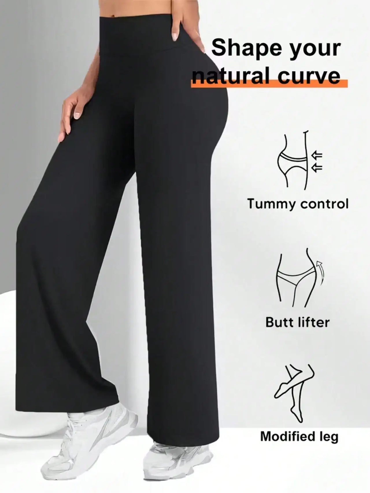 Ladies High-Waisted Wide-Leg Yoga Pants Solid Color Elastic Waistband Comfortable Fabric for Outdoor Fitness