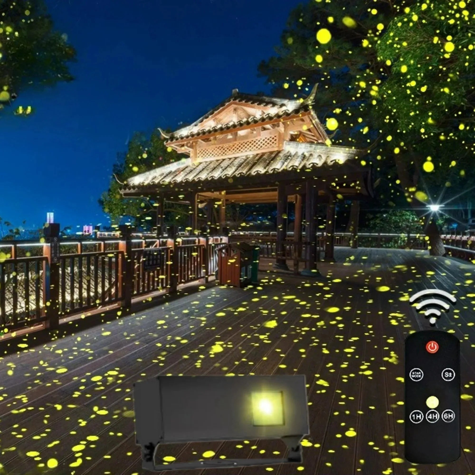 Dynamic Firefly Projection Lamp with Remote Control Light Adjustment Outdoor Waterproof Courtyard Lawn Garden Landscape Light