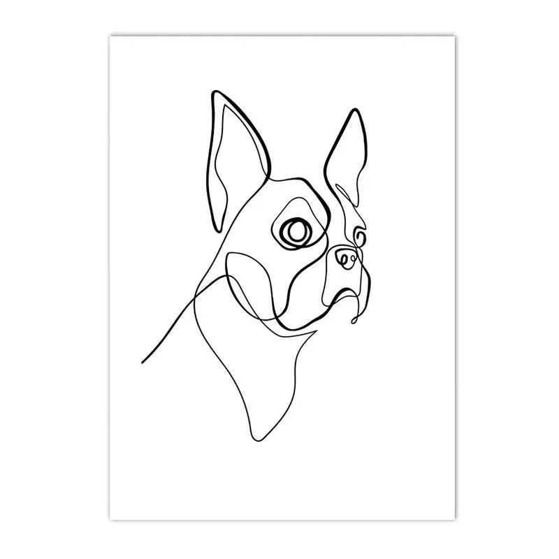 Abstract Pet Dog Cat Poster Canvas Painting Line Drawing Wall Poster Black White Minimalist Art Prints Nordic Picture Home Decor
