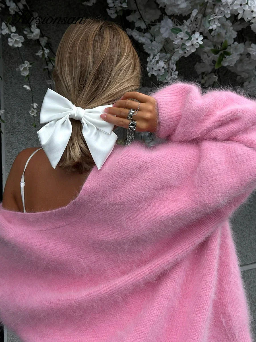 Hirsionsan Elegant Long Sleeve Sweater Women 2025 New Single-Breasted Female Casual Cardigan Soft Flexible Knitted Outwear