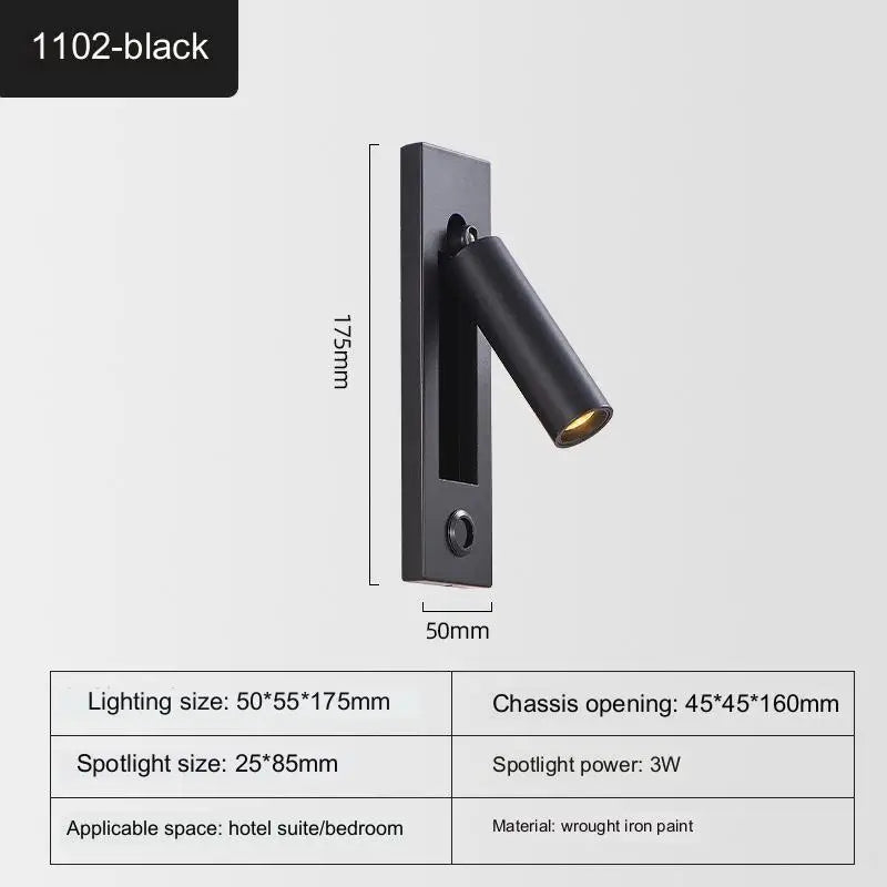 Indoor LED Wall Light Nordic Spot Lights For Bedroom Beside Living Room Hotel Modern Rotation Folding Headboard Reading Lights