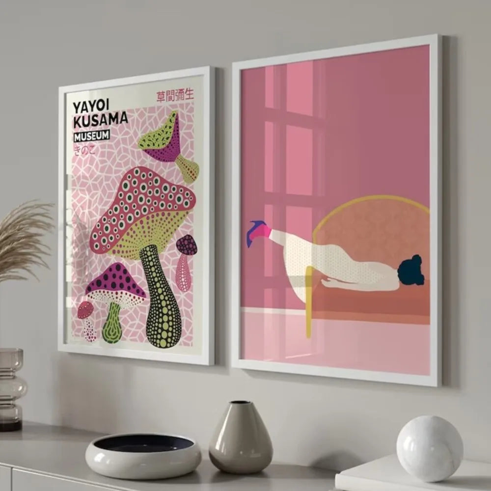 Modern Abstract Yayoi Kusama Japanese Art Exhibition Wall Art Canvas Painting Posters For Living Room Home Decor