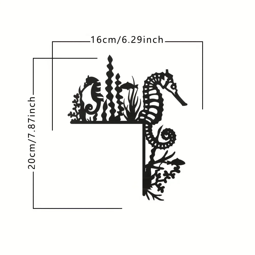 Black Metal Marine Animal Door Frame Decor - Turtle, Dolphin, Octopus, Seahorse & Starfish Patterns, Nautical Coastal Wall Art